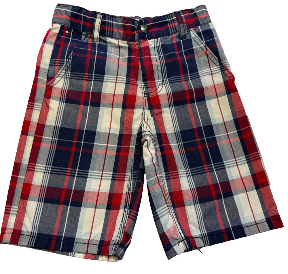 Tommy Hilfiger Preppy Boy's Red/White/Blue Plaid Shorts 6 Americana Country Club
